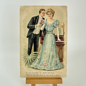 Antique 1908 Valentine Postcard, Sweet Romantic Card, Edwardian Card, Victorian Card, Victorian Valentine