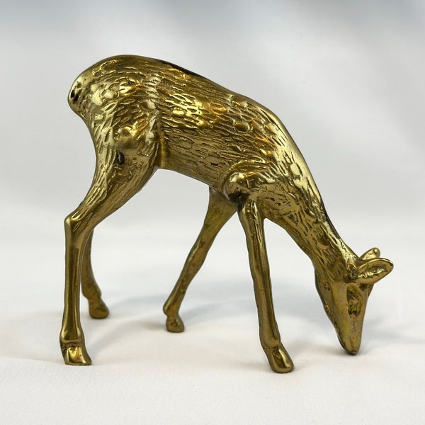 Vintage Mid-Century Brass Doe Deer Statue/ Figurine