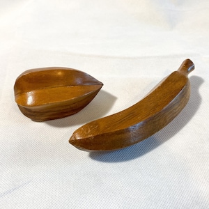 Set of 2 Vintage Mid Century Wood Fruits