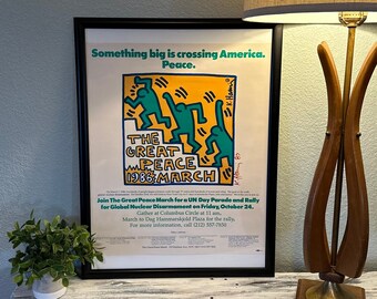 RARE Find!! SIGNED Keith Haring, Vintage, The Great Peace March 1986, Signed and Dated by Keith Haring