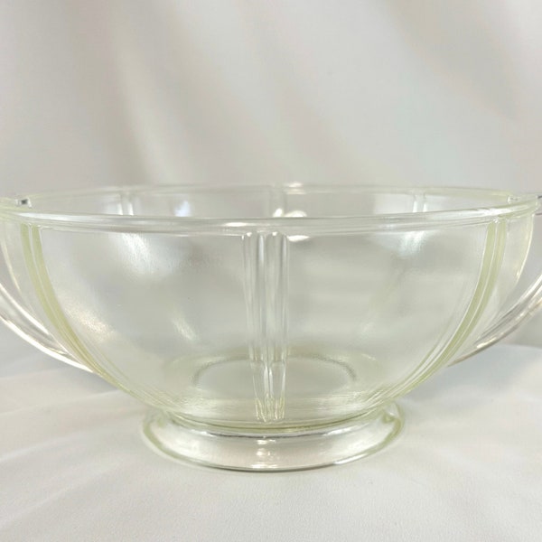 Vintage GlasBake Queen Anne Clear Glass Casserole Bowl - 2 Qt. USA Depression Era 1930s Art Deco Style