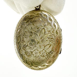 Antique Victorian Mourning Locket: Braided Hair Keepsake, Floral Engraving