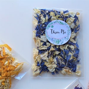 Biodegradable Petal Flower Confetti Blue Ivory Delphinium Petals 50 Bags 