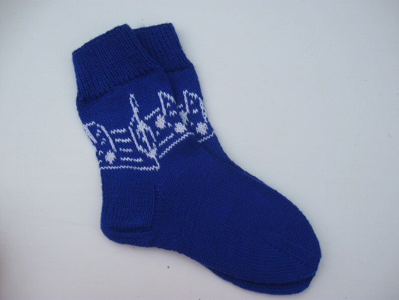 Christmas gift for a musician Knitted blue socks for mens Warm winter socks