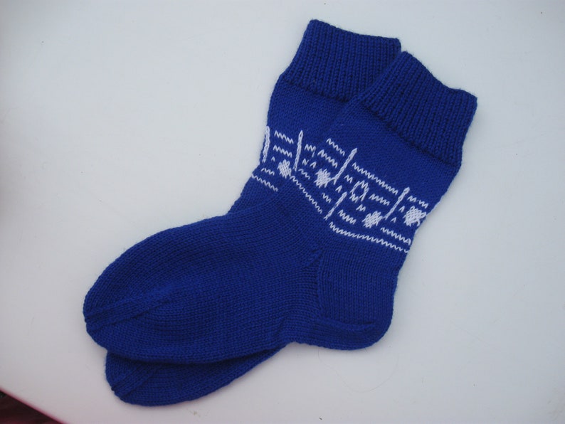 Christmas gift for a musician Knitted blue socks for mens Warm winter socks