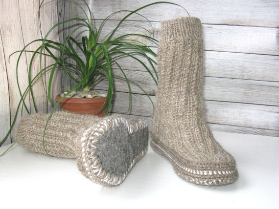 Slipper boots for mens Wool slippers 