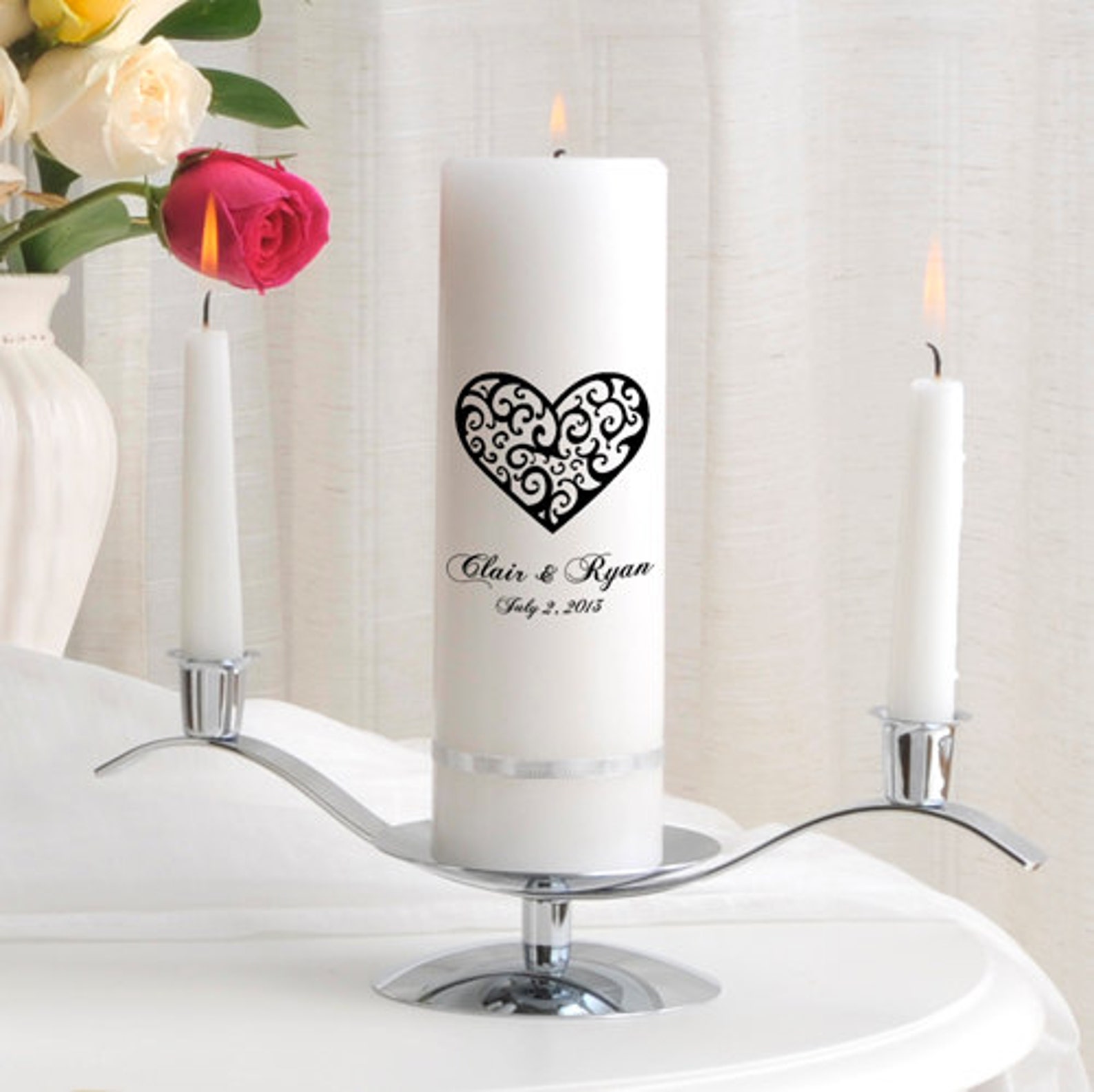 Personalized Wedding Unity Candle Set Vintage Hearts GC330 Etsy