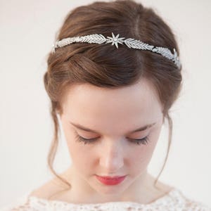 Luxury Star Headpiece. Bridal Headpiece. Wedding Hair Accessory. Crystal Headdress. Silver or Gold Tiara. Modern Wedding Crown image 1