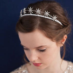 Celestial Star Tiara Silver or Gold Wedding Headpiece Bridal Crown Hair Accessory image 1