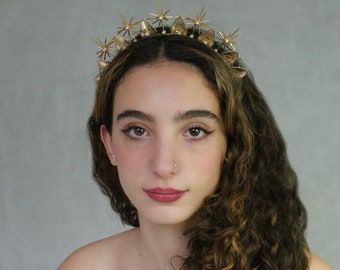 Gold Star Wedding Crown - Pearl or Crystal Bridal Tiara