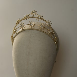 The Empress Crown Golden Star Tiara Gold Wedding Headpiece Bridal Crown Hair Accessory Celestial Bridal Hair Accessory image 8