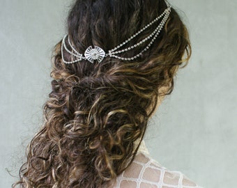 Crystal Bridal Hair Drape – Silver or Gold Wedding Headpiece