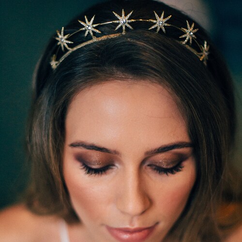 Golden Star Tiara Gold Wedding Headpiece Bridal Crown Hair Etsy