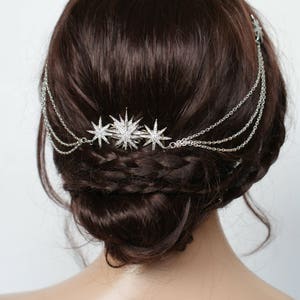 Star Braut Kopfschmuck: Silberhochzeits Haarschmuck mit Girlanden