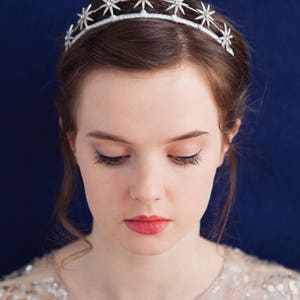 Celestial Star Tiara Silver or Gold Wedding Headpiece Bridal Crown Hair Accessory image 3