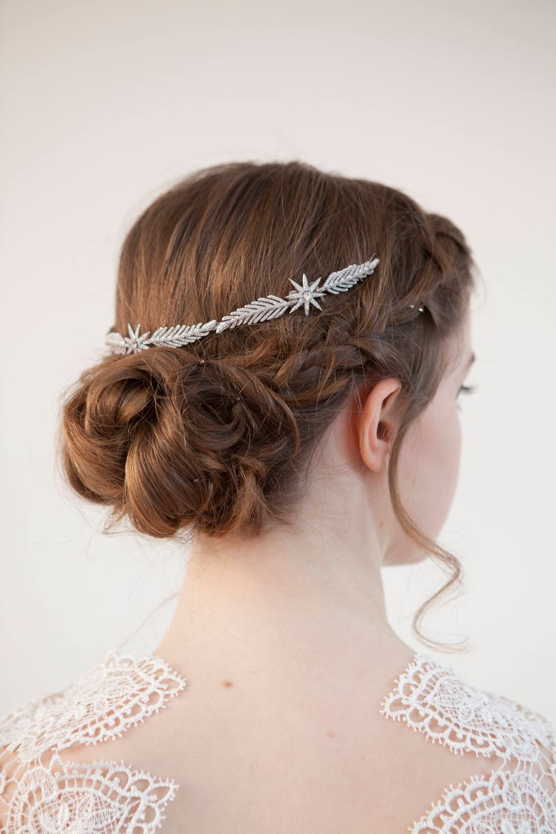 Luxury Star Headpiece. Bridal Headpiece. Wedding Hair Accessory. Crystal Headdress. Silver or Gold Tiara. Modern Wedding Crown image 3
