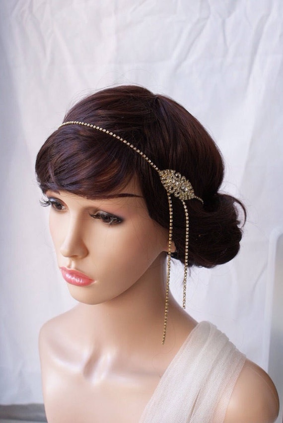 1920s Wedding Headpiece Gold Art Deco Hair Accessory Gold Etsy