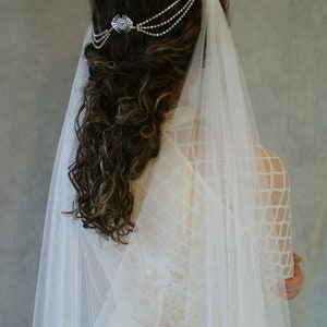 Luxury Hair Drape Modern Bridal Headpiece in Silver or Gold Wedding Hair Accessory Draped Hair Chain with crystals image 7