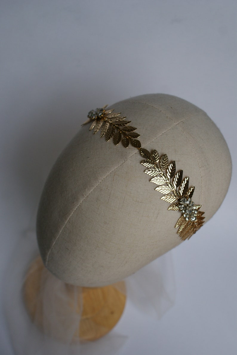 Elegant Gold or Silver Bridal Crown Gold or Silver leaf tiara Grecian Goddess wreath wedding accessory bridesmaids headpiece image 5