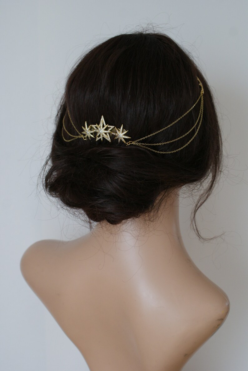Wedding Hair Chain Bridal Headpiece With Swags Gold Draped Etsy