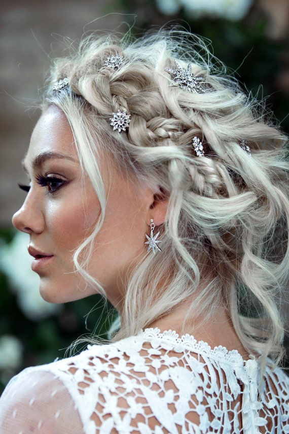 Celestial Art deco bridal hair pins set perfect as a Boho star wedding headpiece Weddings Accessories Hair Accessories Hair Pins Crystal sparkly bohemian hair comb 