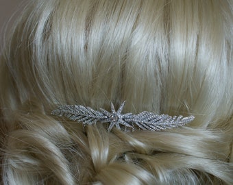 Star and Leaf Bridal Hair Comb – Celestial Silver Headpiece