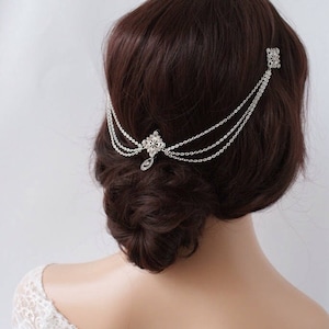 1920s Wedding Headpiece with swags Vintage Bridal Headpiece Hair Chain style Accessory 1920s Wedding dress image 6