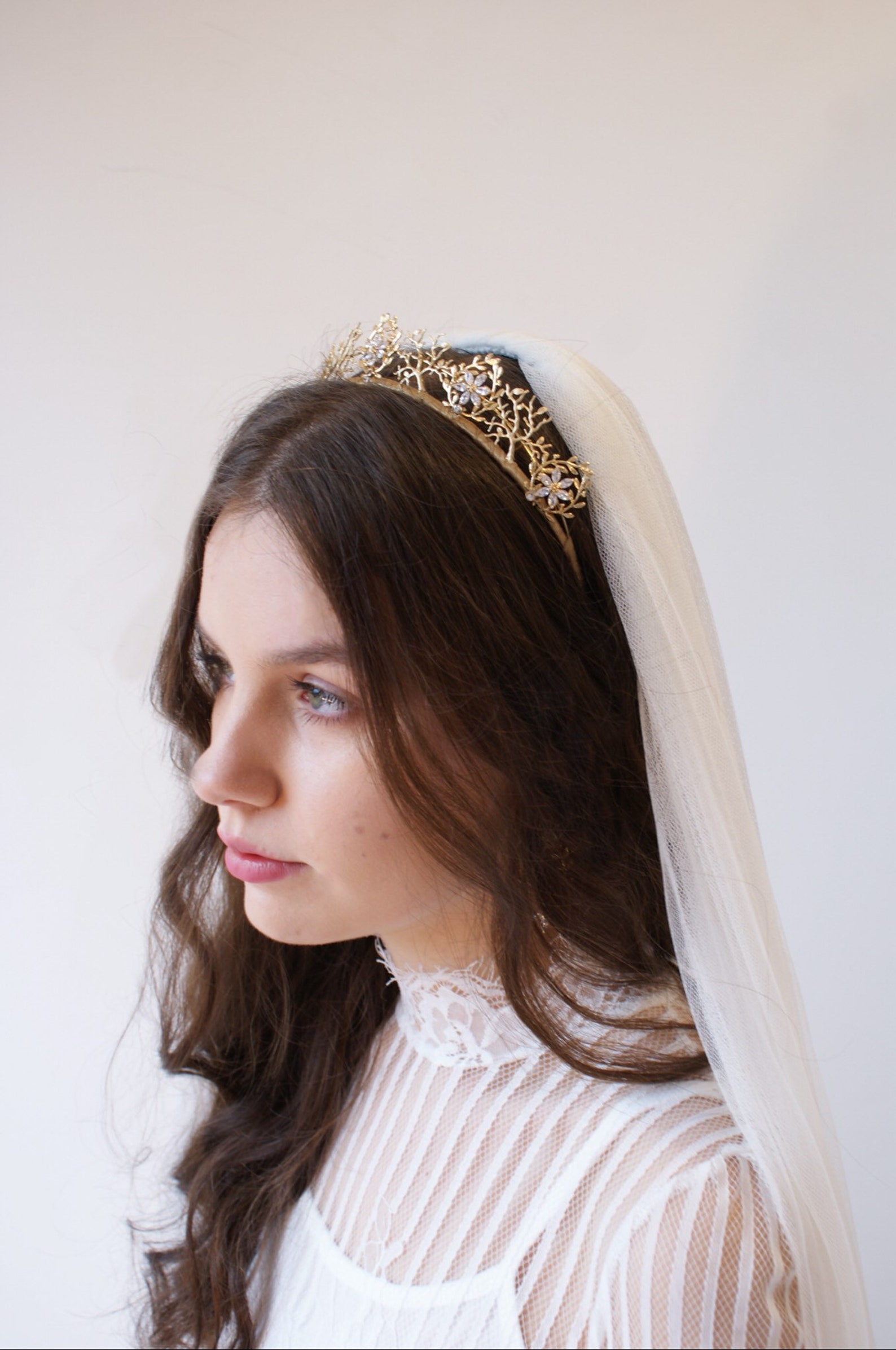 Gold Crown Gold Wedding Tiara Bridal Hair Accessory Etsy UK