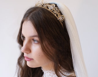 Gold Wedding Crown Tiara – Handmade Crystal Bridal Headpiece