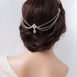 1920s Wedding Headpiece with swags Vintage Bridal Headpiece Hair Chain style Accessory 1920s Wedding dress image 1