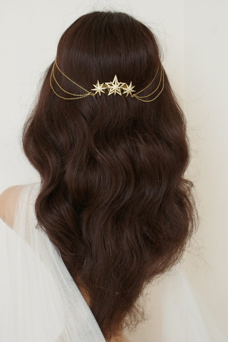 Wedding Hair Chain Bridal Headpiece With Swags Gold Draped Etsy