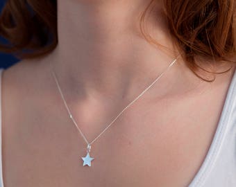 Tiny Star naszyjnik-filigranowa gwiazda wisiorek-Nowoczesna biżuteria ślubna-minimalistyczny ślub wisiorek-prezent druhny