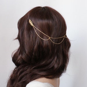 Gold bridal Headpiece - Bohemian Wedding Headpiece - Gold chain headpiece - Bridal or Bridesmaids Hair Accessory - Bohemian  Headpiece - UK