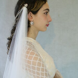 Luxus-Haar-Drape moderne Braut Kopfschmuck in Silber oder Gold Hochzeit Haar-Accessoire draped Haarkette mit Kristallen Bild 3