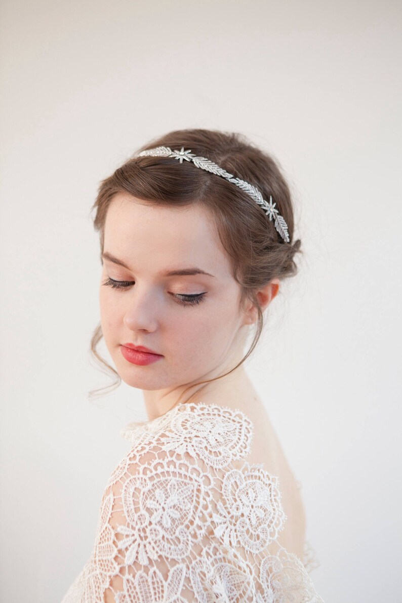 Luxury Star Headpiece. Bridal Headpiece. Wedding Hair Accessory. Crystal Headdress. Silver or Gold Tiara. Modern Wedding Crown image 7