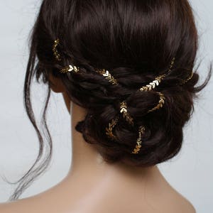 Boho Bridal headpiece Gold or Silver Wedding Hair Accessory Bridal Hair Chain Modern Wedding dress Bridesmaids Hair Accessories image 6