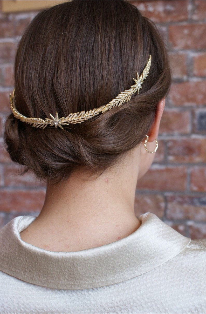 Luxury Star Headpiece. Bridal Headpiece. Wedding Hair Accessory. Crystal Headdress. Silver or Gold Tiara. Modern Wedding Crown image 9