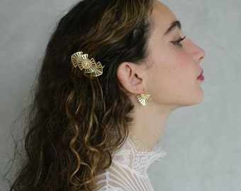 Peine de pelo de boda de oro moderno - accesorio de pelo nupcial - peine de pelo de plata u oro - tocado de novia - peine de pelo Art Déco