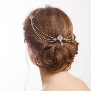 1920s Wedding Headpiece with swags Vintage Bridal Headpiece Hair Chain style Accessory 1920s Wedding dress image 2