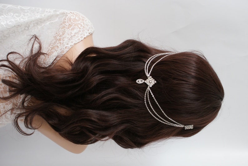 Bridal Hair Chain Headpiece with Drapes Vintage Wedding Headpiece with swags Hair Jewellery Bridal Headpiece image 4