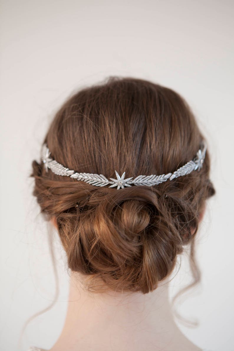 Luxury Star Headpiece. Bridal Headpiece. Wedding Hair Accessory. Crystal Headdress. Silver or Gold Tiara. Modern Wedding Crown image 6
