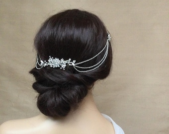 Crystal Star Bridal Headpiece – Silver Wedding Hair Drape
