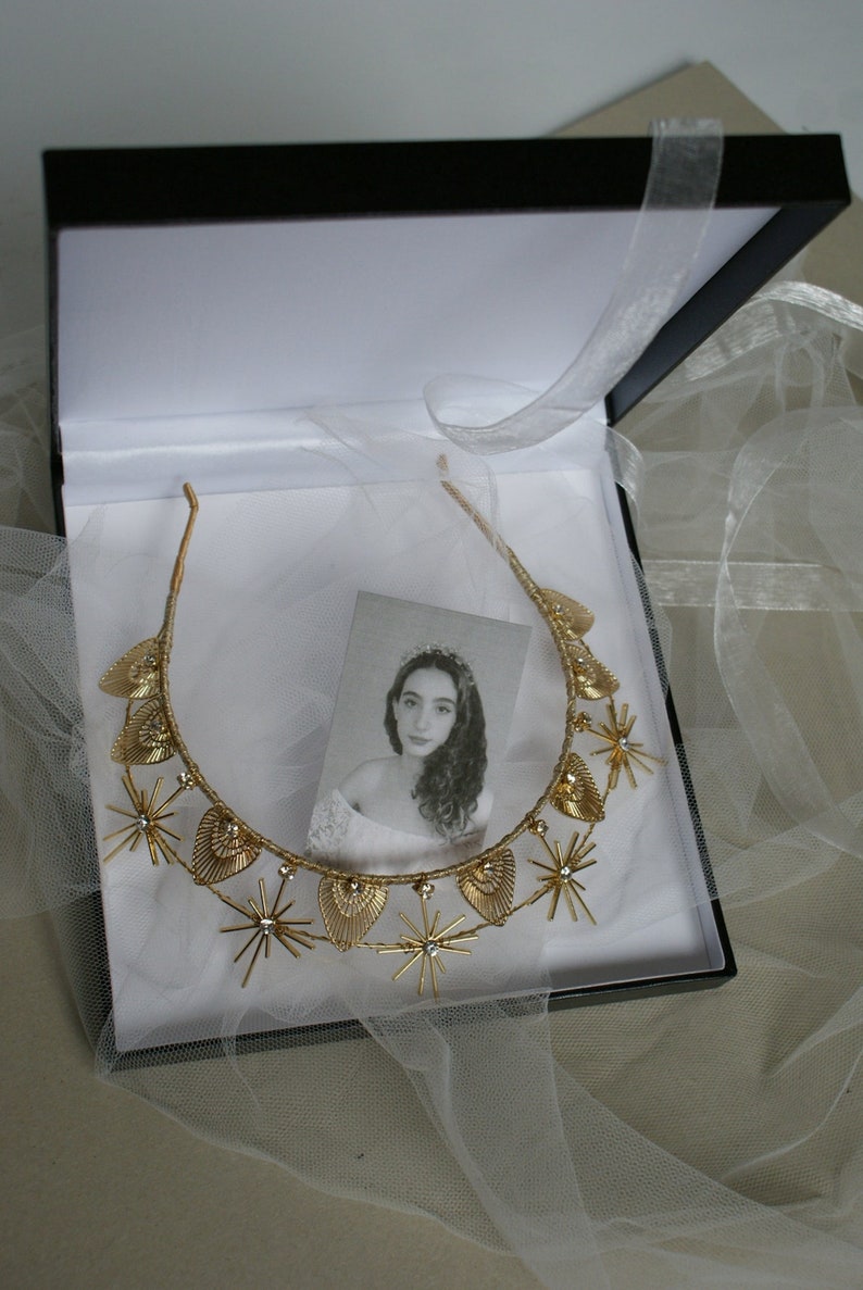 Gold Star Crown with Pearls or Crystals Gold Wedding Tiara Bridal Hair Accessory Bridal Hair Accessory Modern Bridal Crown Headpiece image 10