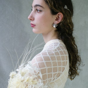 Luxus-Haar-Drape moderne Braut Kopfschmuck in Silber oder Gold Hochzeit Haar-Accessoire draped Haarkette mit Kristallen Bild 5