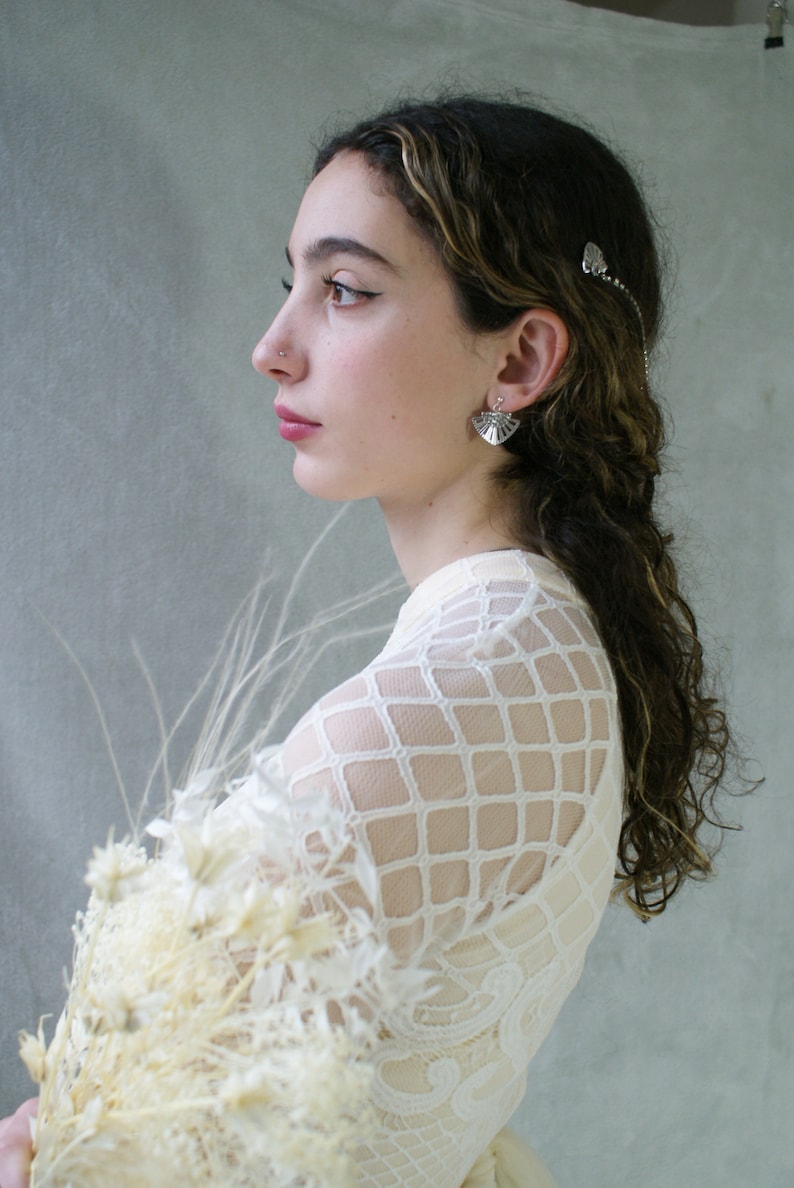 Luxus-Haar-Drape moderne Braut Kopfschmuck in Silber oder Gold Hochzeit Haar-Accessoire draped Haarkette mit Kristallen Bild 5
