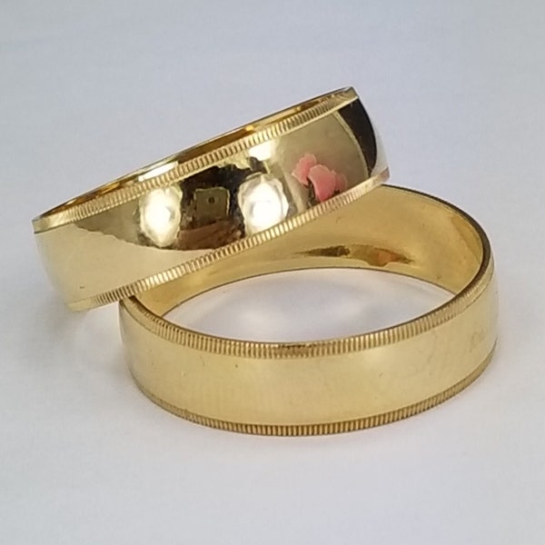 Anillos de Matrimonio, Set de 2 con Corte Diamantado.