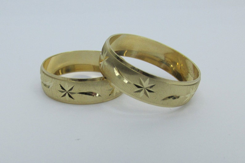 Set De 2 Anillos De Matrimonio En Oro De 14k - Etsy