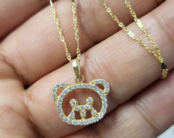 14k gold chain with teddy bear pendant