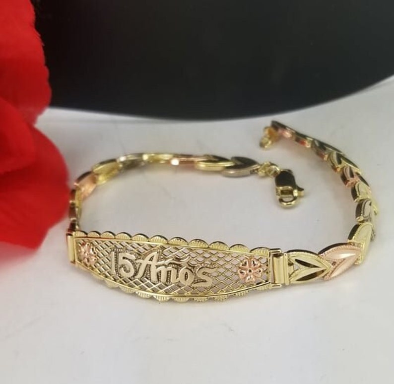 14K Gold Quinceanera Bracelet Pulcera De Quinceanera En Oro Etsy