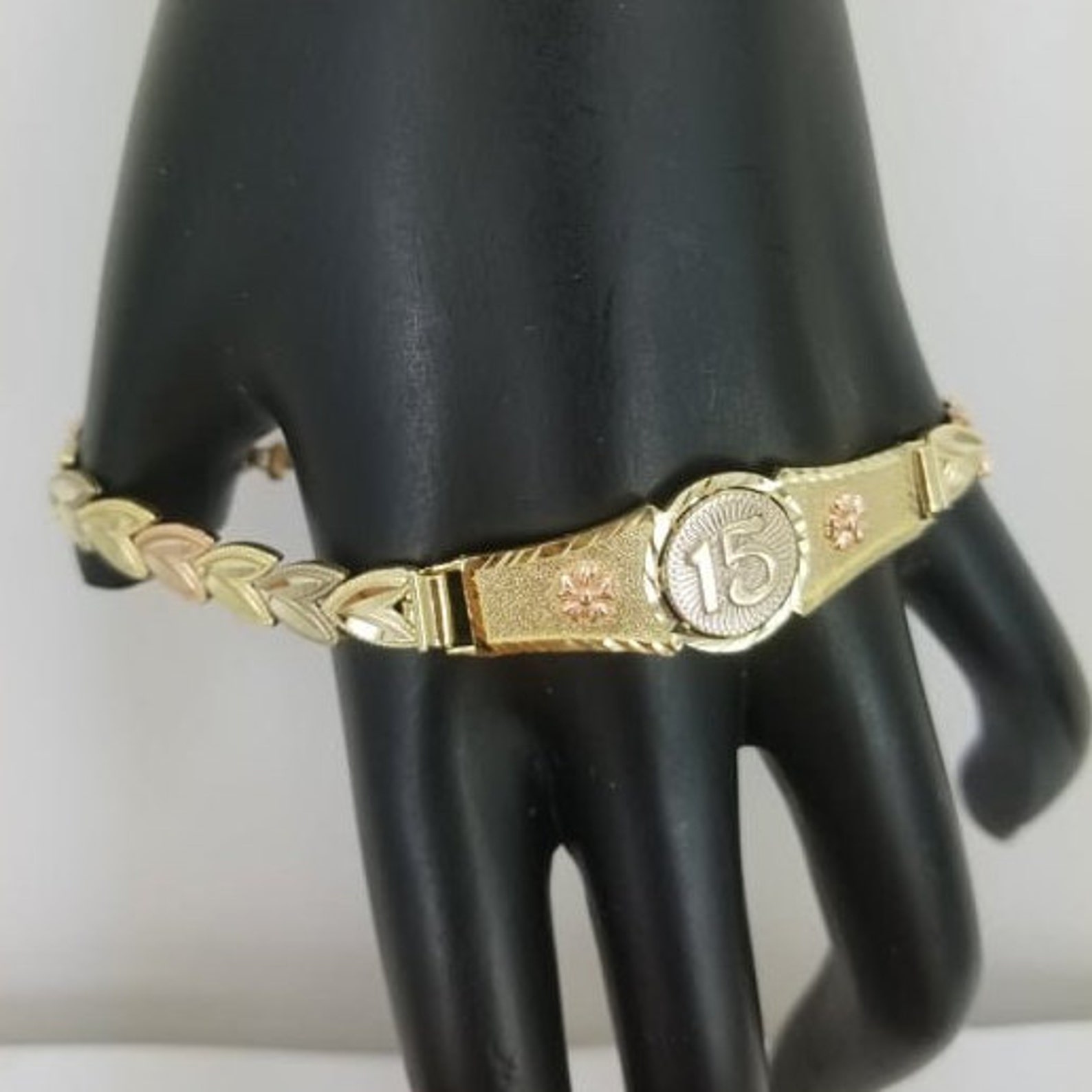 14K Gold Quinceanera Bracelet Pulcera De Quinceanera En Oro Etsy